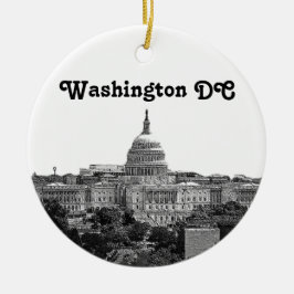 Ornamento De Cerâmica Washington Skyline Etch