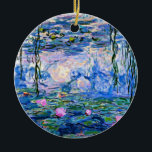 Ornamento De Cerâmica Water Lily, 1919, por Claude Monet,<br><div class="desc">Lírios d'água,  pintura famosa de Claude Monet,  em 1919,  com cores sólidas coordenadas em cores púrpura e azul Monet,  prontos para misturar e combinar.</div>
