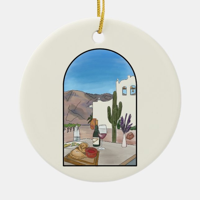 Ornamento De Cerâmica Watercolor Argentina Salta (Frente)