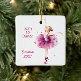 Ornamento De Cerâmica Watercolor Ballerina rosa