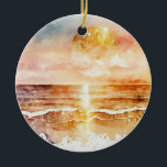 Ornamento De Cerâmica Watercolor Beach Series Design 1<br><div class="desc">A praia Watercolor pode fazer o presente perfeito para o amante da praia. Veja todos os belos presentes,  papel de embrulho e papéis de tecido que podem ser usados para desligar e dar presentes.</div>