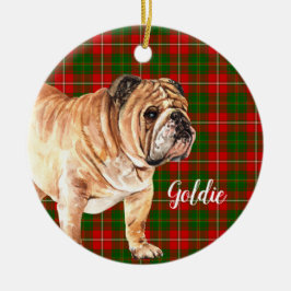 Ornamento De Cerâmica Watercolor Bulldog Personalizado