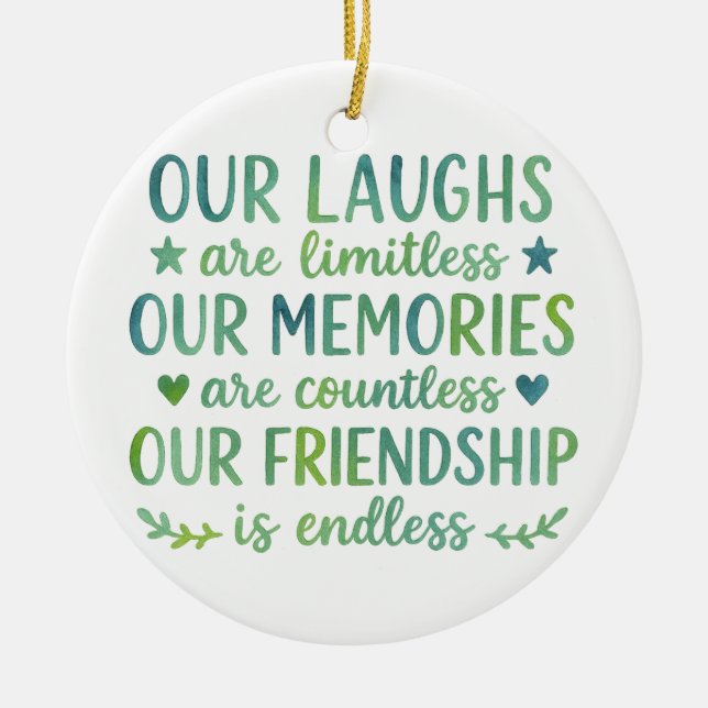 Ornamento De Cerâmica Watercolor Friendship Quote (Frente)