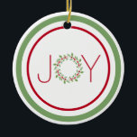 Ornamento De Cerâmica Watercolor Holly Wreath<br><div class="desc">Impresso a partir da pintura de aquarela original.</div>