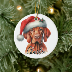 Ornamento De Cerâmica Watercolor Hungary Vizsla Dog Personalizado