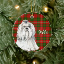 Watercolor Lhasa Apso Cerâmica Ornament