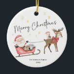 Ornamento De Cerâmica Watercolor Natal Papai Noel<br><div class="desc">Watercolor Christmas Santa Claus Cerâmica Ornament</div>