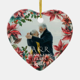 Ornamento De Cerâmica Watercolor Poinsettia Casamento Aniversário 2 Foto