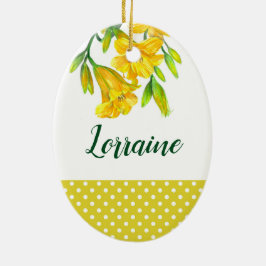 Ornamento De Cerâmica Watercolor Yellow Day Lily Floral Design