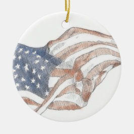 Ornamento De Cerâmica Waving American Flag Ornament de Natal
