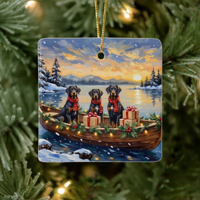 Ornamento De Cerâmica Weimaraner Christmas Boat Holiday (Árvore)