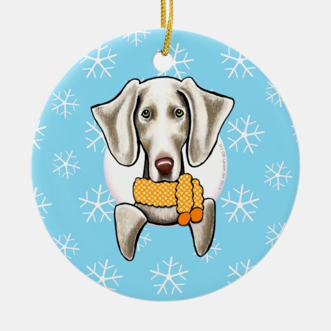 Ornamento De Cerâmica Weimaraner Deixe nevar (Frente)