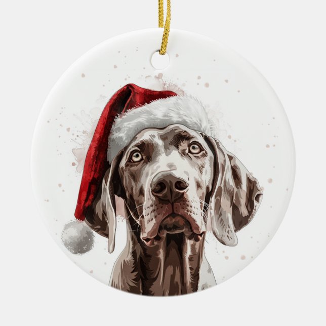 Ornamento De Cerâmica Weimaraner Dog Christmas Personalized (Frente)