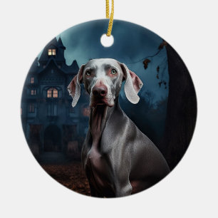 Ornamento De Cerâmica Weimaraner Halloween Scary