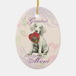 Ornamento De Cerâmica Weimaraner Heart Mãe Cerâmica