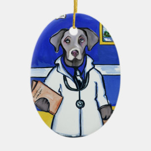 ORNAMENTO DE CERÂMICA WEIMARANER MÉDICO