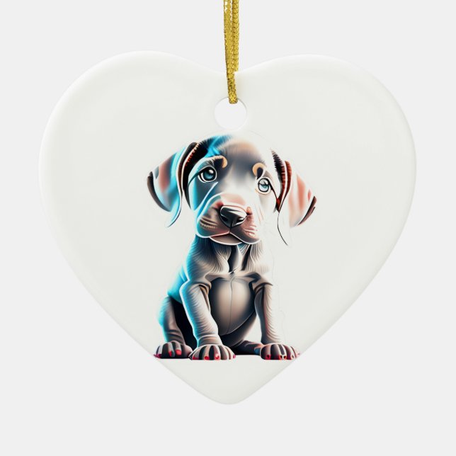 Ornamento De Cerâmica Weimaraner Personalizado (Frente)