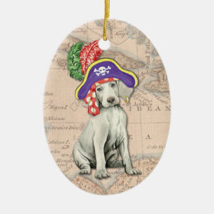 Ornamento De Cerâmica Weimaraner Pirate