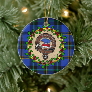 Ornamento De Cerâmica Weir Clan Crachá e Tartan Natal Personalizado