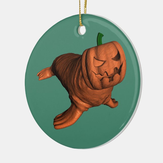 Ornamento De Cerâmica Weird Orange Halloween Walrus (Esquerda)