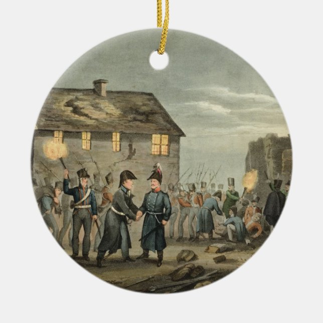 Ornamento De Cerâmica Wellington e Blucher que encontram-se (Frente)