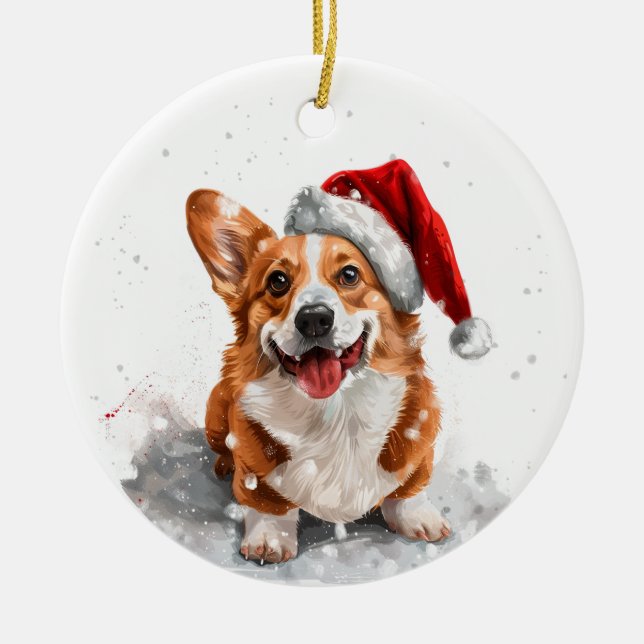 Ornamento De Cerâmica Welsh Corgi Dog Christmas Personalized (Frente)