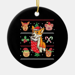 Ornamento De Cerâmica Welsh Corgi Dog Ugly Christmas