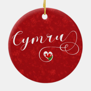 Ornamento De Cerâmica Welsh Flag In Heart, Cymru, Wales