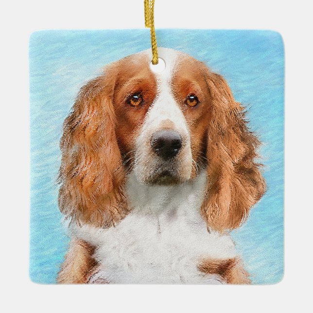 Ornamento De Cerâmica Welsh Springer Spaniel Painting - Arte Original De (Frente)