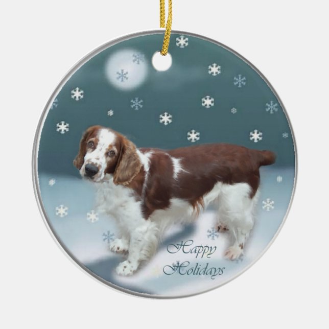 Ornamento De Cerâmica Welsh Springer Spaniel presentes de Natal (Frente)
