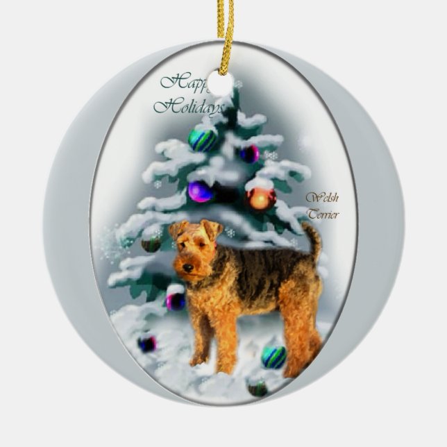 Ornamento De Cerâmica Welsh Terrier Christmas Gifts (Frente)