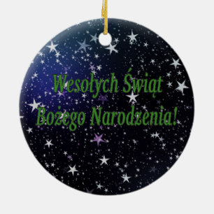 Ornamento De Cerâmica Wesołych Świąt…! Feliz Natal no gf polonês