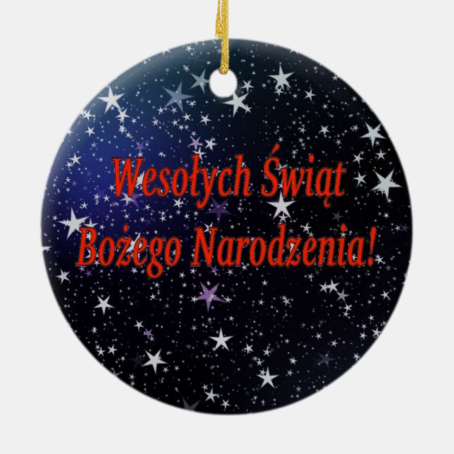 Ornamento De Cerâmica Wesołych Świąt…! Feliz Natal no polonês rf (Traseira)