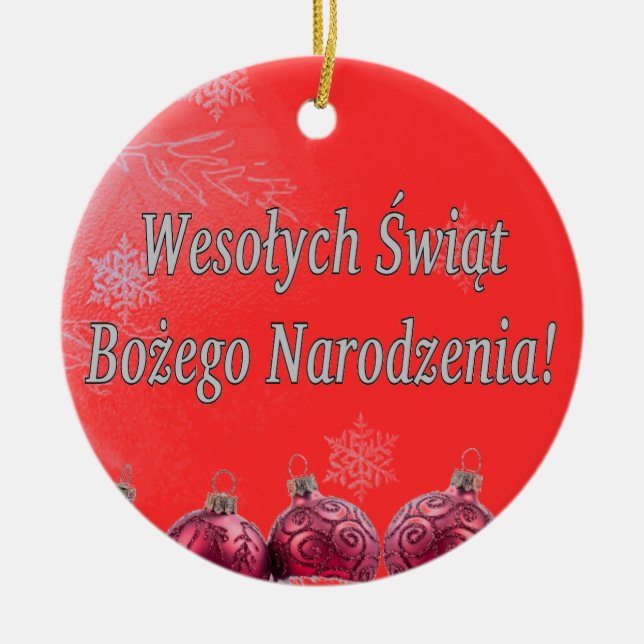 Ornamento De Cerâmica Wesołych Świąt…! Feliz Natal no wf polonês (Frente)