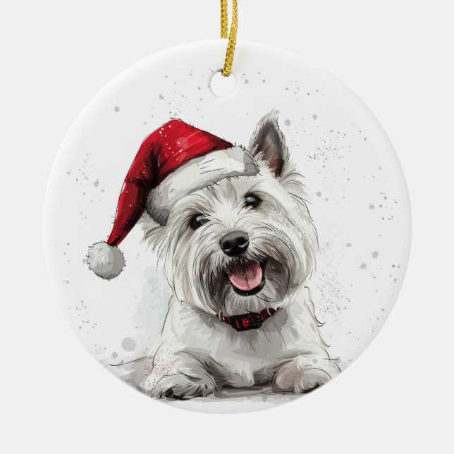 Ornamento De Cerâmica West Highland Terrier Dog Christmas Personalized (Frente)