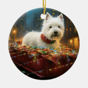 Ornamento De Cerâmica West Highland White Terrier Natal Festivo