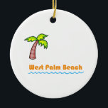 Ornamento De Cerâmica West Palm Beach<br><div class="desc">Tenha umas boas férias tropicais em uma praia de palma.</div>