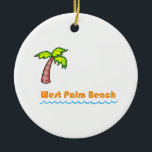 Ornamento De Cerâmica West Palm Beach<br><div class="desc">Tenha umas boas férias tropicais em uma praia de palma.</div>