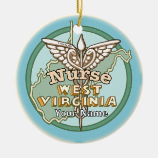 Ornamento De Cerâmica West Virginia Nurse Caduceus