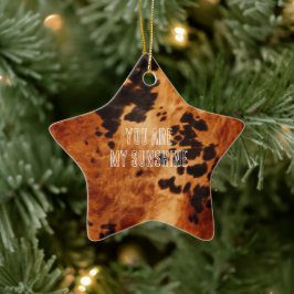 Ornamento De Cerâmica Western Brown Cowhide