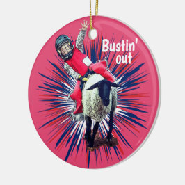 Ornamento De Cerâmica Western Rodeo Cowboy Cowboy Mutton Busting