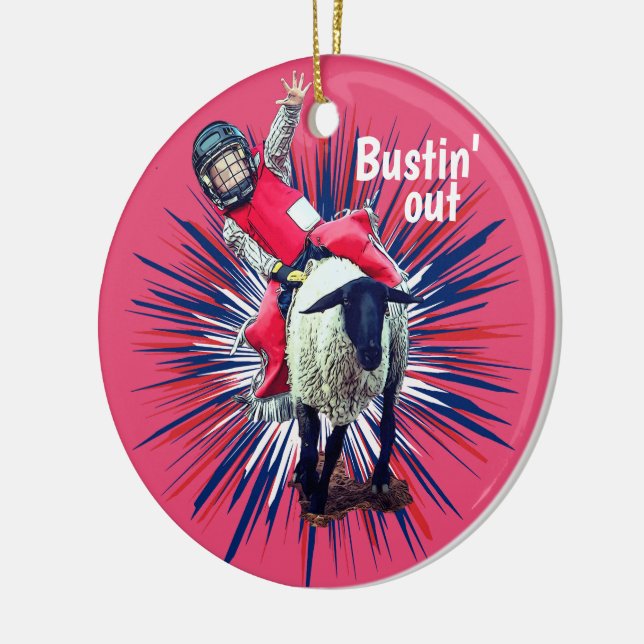 Ornamento De Cerâmica Western Rodeo Cowboy Cowboy Mutton Busting (Esquerda)