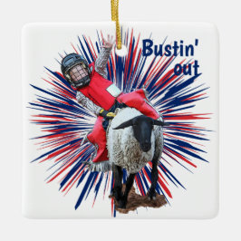 Ornamento De Cerâmica Western Rodeo Cowboy Cowboy Mutton Busting