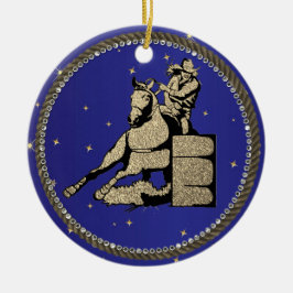 Ornamento De Cerâmica Western Rodeo Cowgirl Barrel Racing