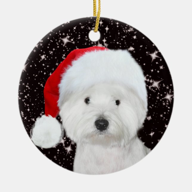 Ornamento De Cerâmica Westie Christmas (Frente)