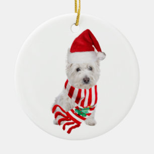 Ornamento De Cerâmica Westie com o Natal da loja