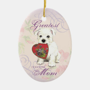 Ornamento De Cerâmica Westie Heart Mãe Cerâmica