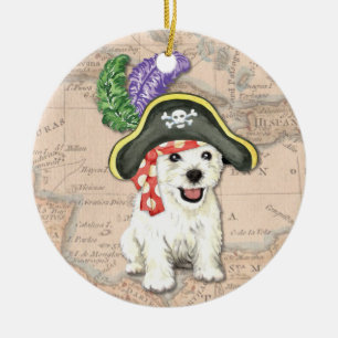 Ornamento De Cerâmica Westie Pirate