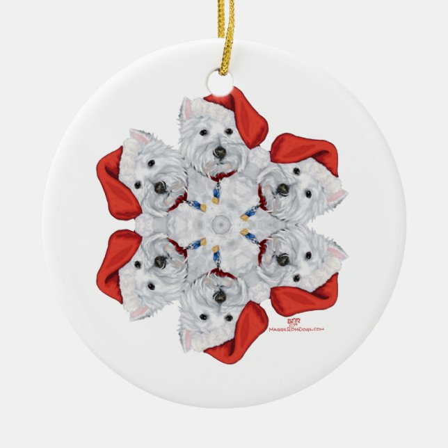 Ornamento De Cerâmica Westie Snowflake (Frente)