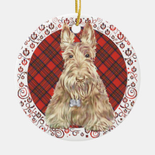 Ornamento De Cerâmica Wheaten Scottie Tartan